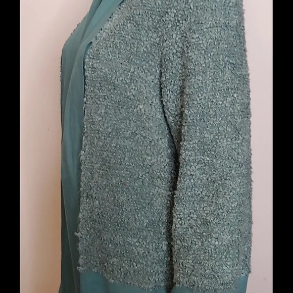 Soft Surroundings Wool Boucle Cardigan in Teal - Picture 3 of 12